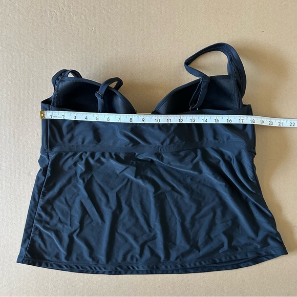 Catalina Swimwear Plus Size Tankini 2X Solid Black Tiger Print Medallion Accent - Picture 7 of 9